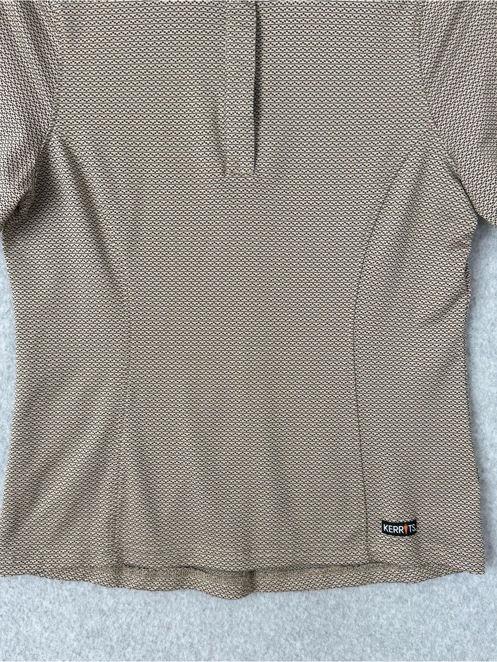 Kerrits Womens Short Sleeve Equestrian Riding Top Tan Black Shirt 1/4 Snap Small - Picture 6 of 15